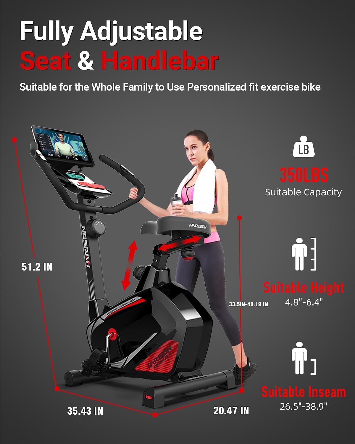 HARISON Magnetic Exercise Bike for Home 350lbs