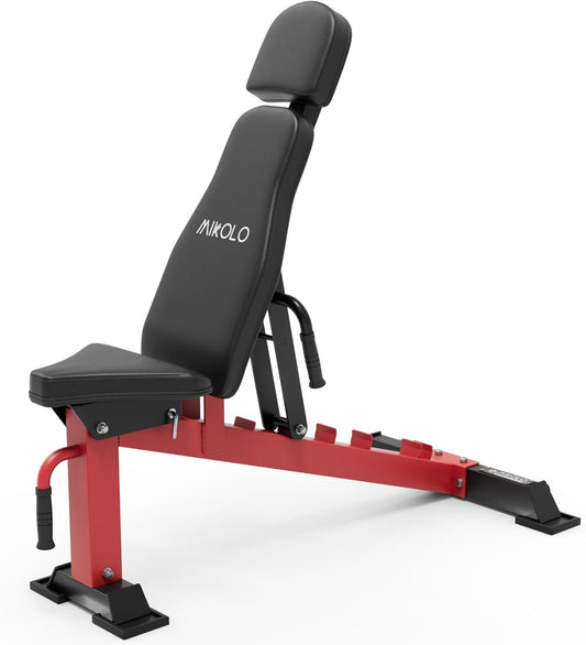 Mikolo Adjustable Weight Bench, Adjustable Strength Training Bench