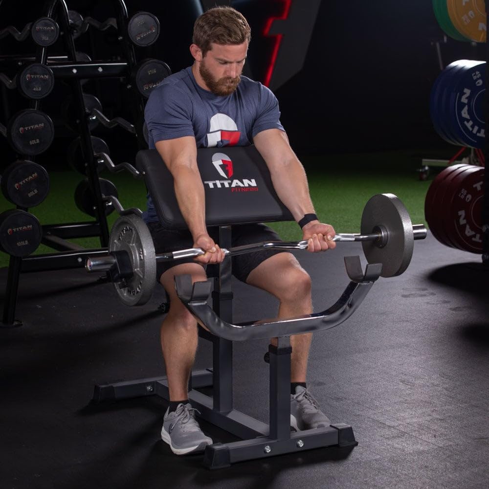 Titan Fitness Adjustable Preacher Curl Weight Station
