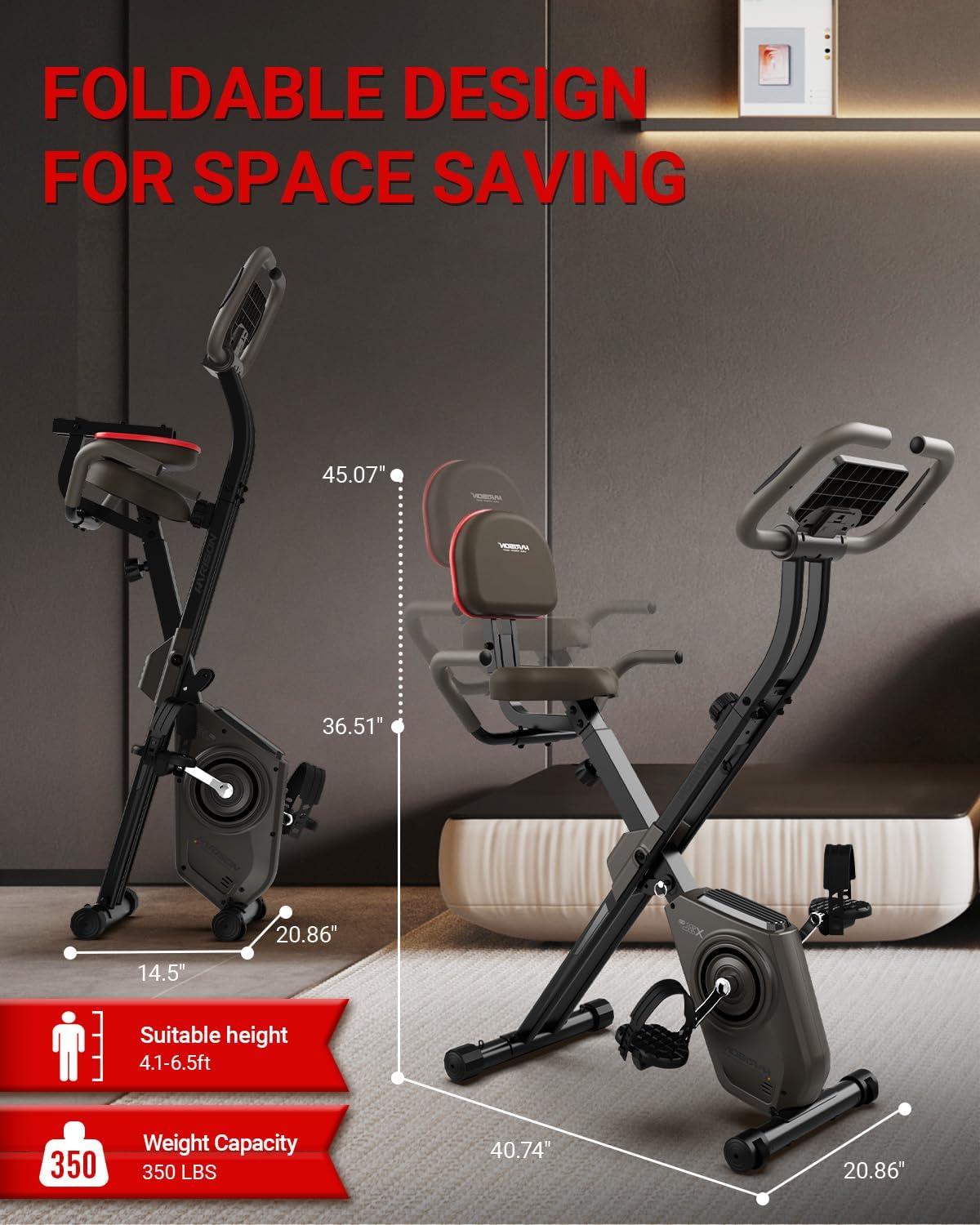 HARISON Folding Exercise Bike 350 LBS Capacity