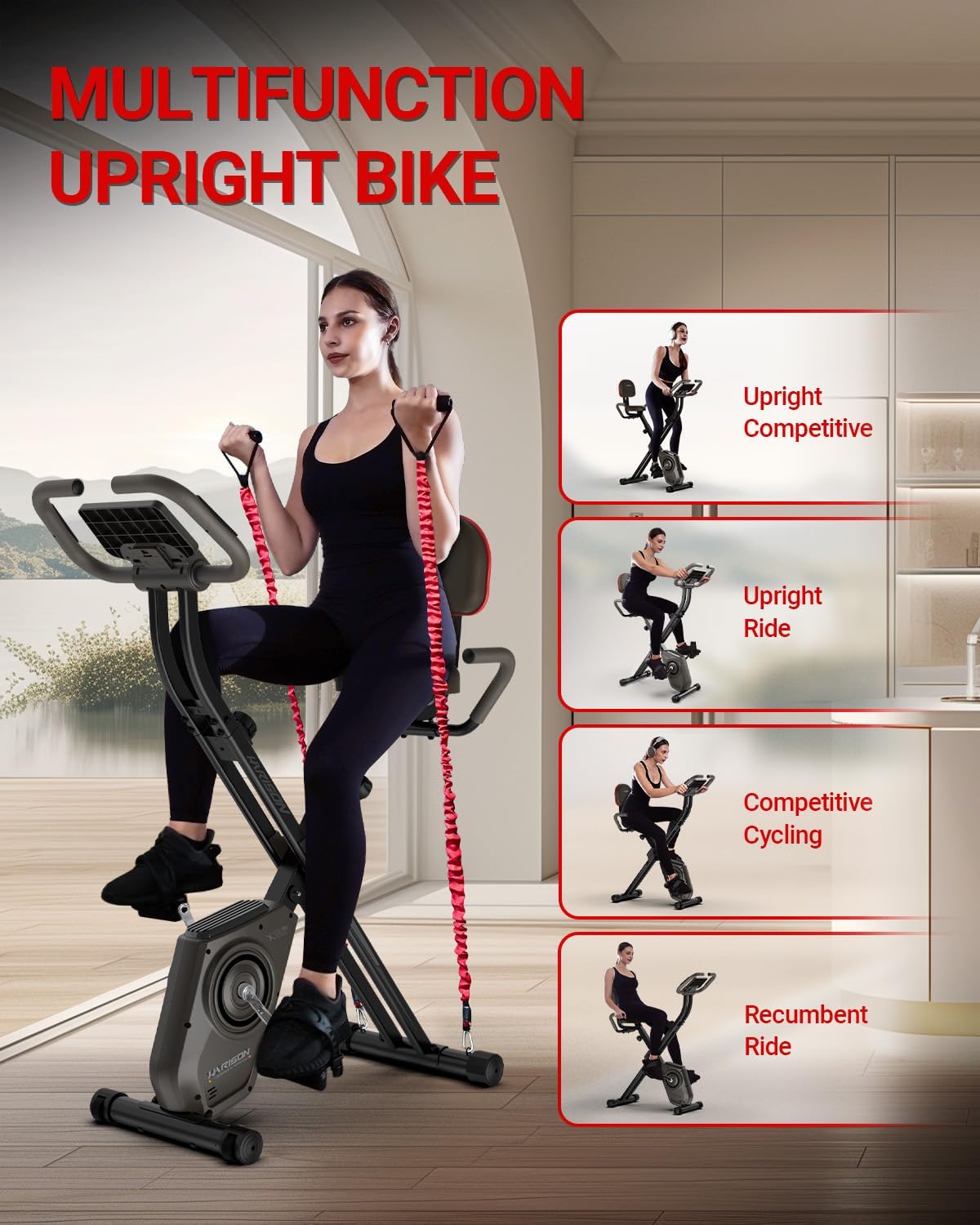 HARISON Folding Exercise Bike 350 LBS Capacity