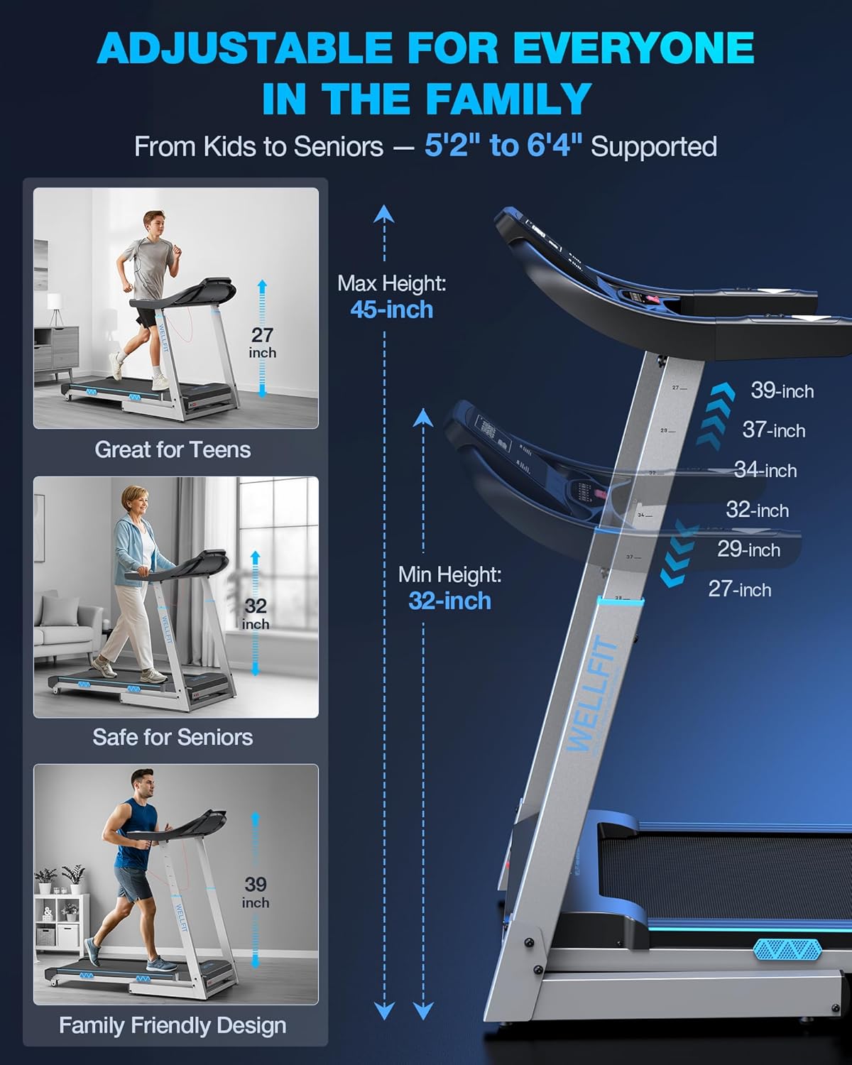 WELLFIT Folding Treadmill