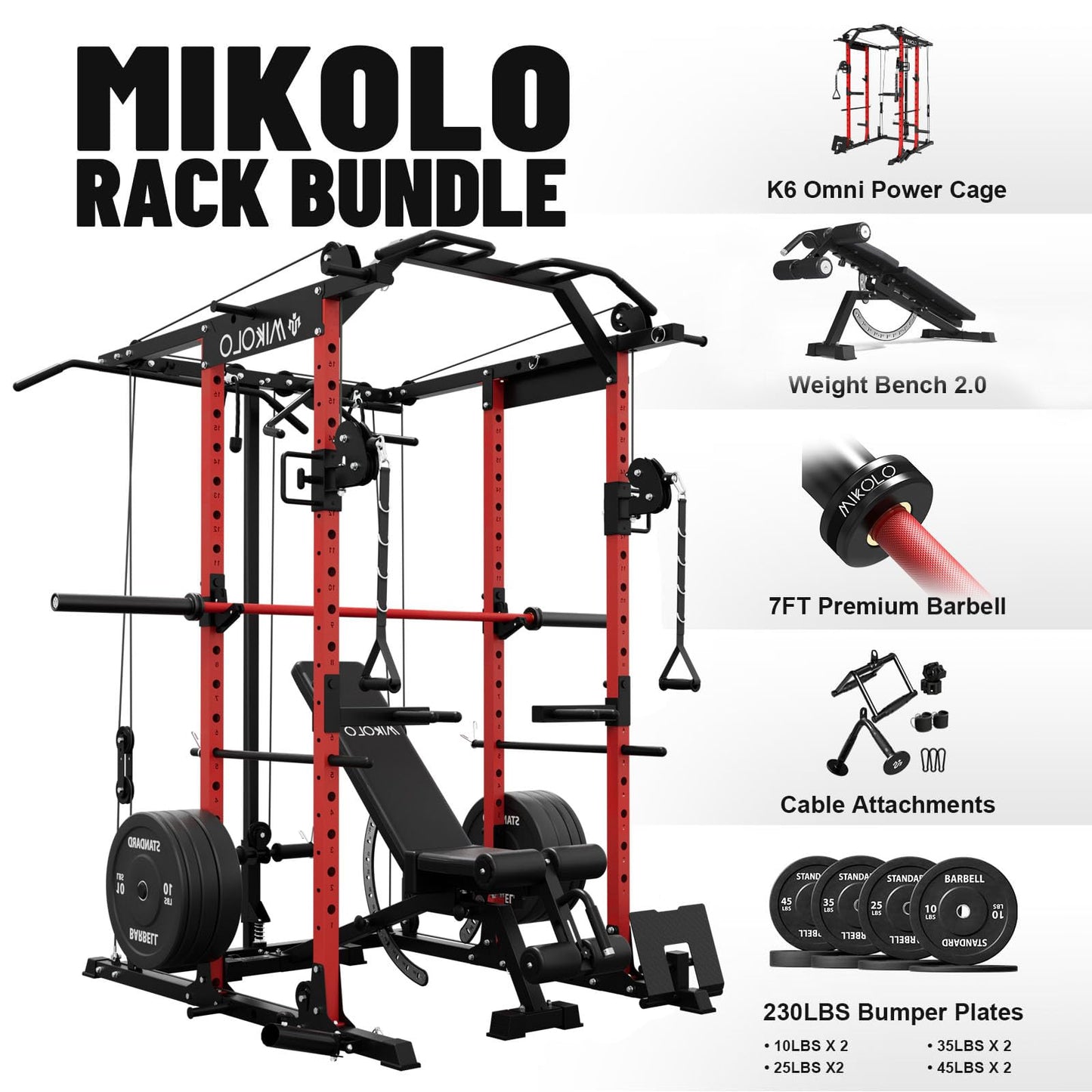 Mikolo Power Cage, Power Rack with Cable