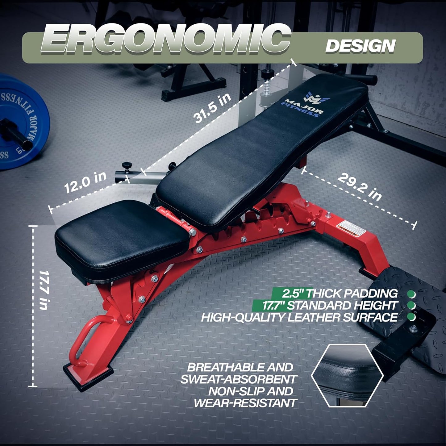 MAJOR FITNESS Weight Bench, Adjustable Workout Bench