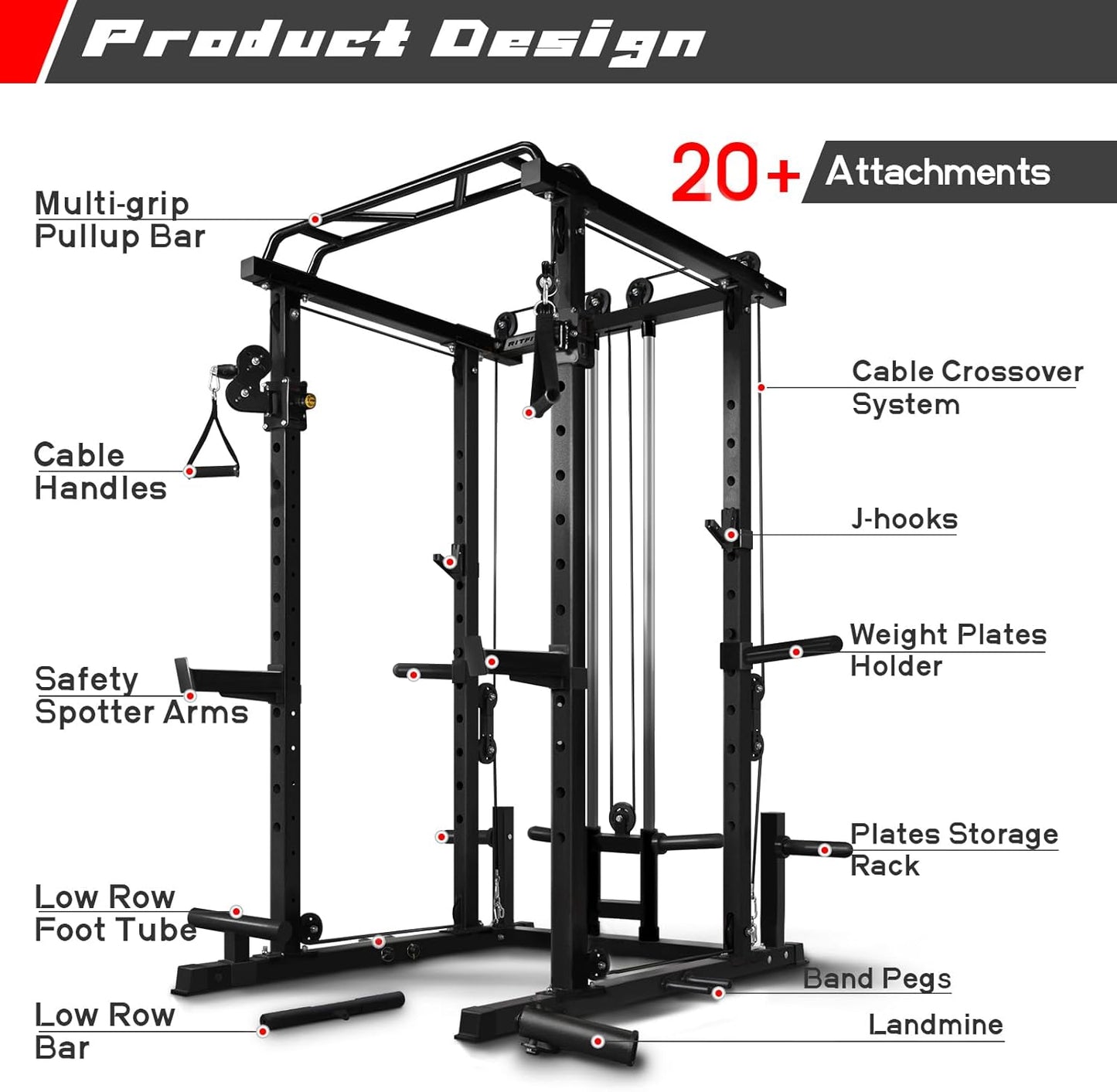 RitFit Multi-Function Squat Rack Power Cage PPC03