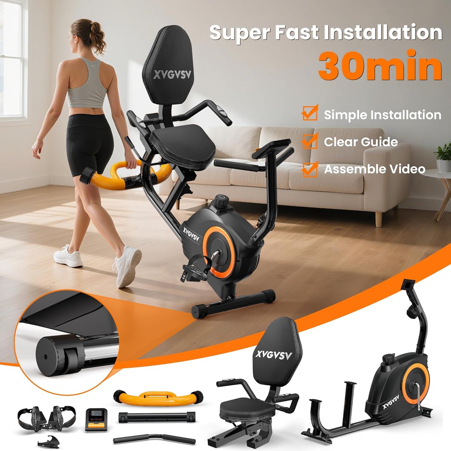 Recumbent Exercise Bike – 16-Level, 400LB Capacity