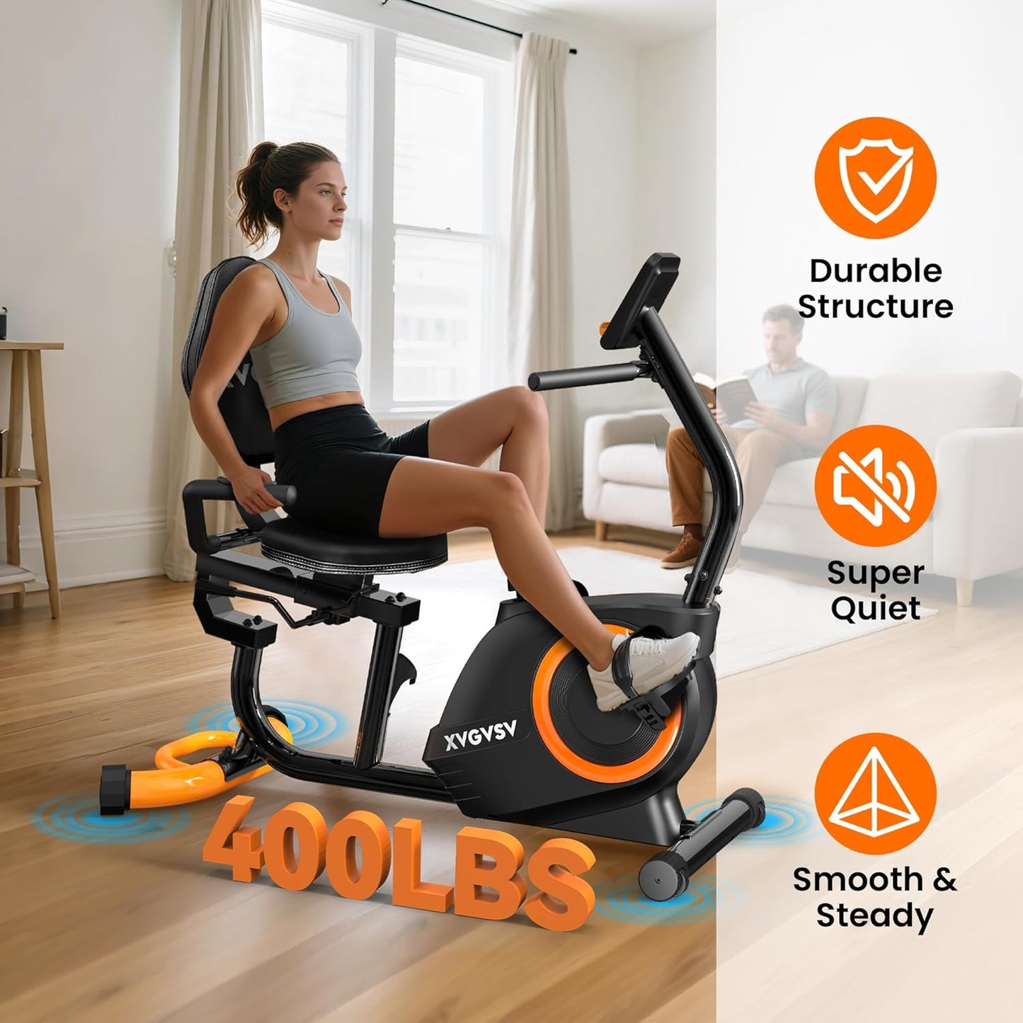 Recumbent Exercise Bike – 16-Level, 400LB Capacity