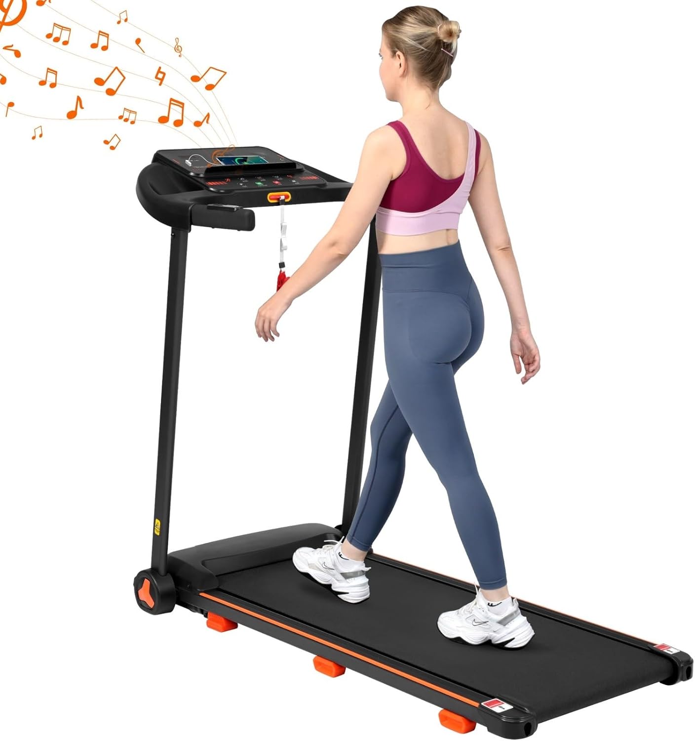 2.5HP Folding Treadmill for Home with Heart Rate Sensor