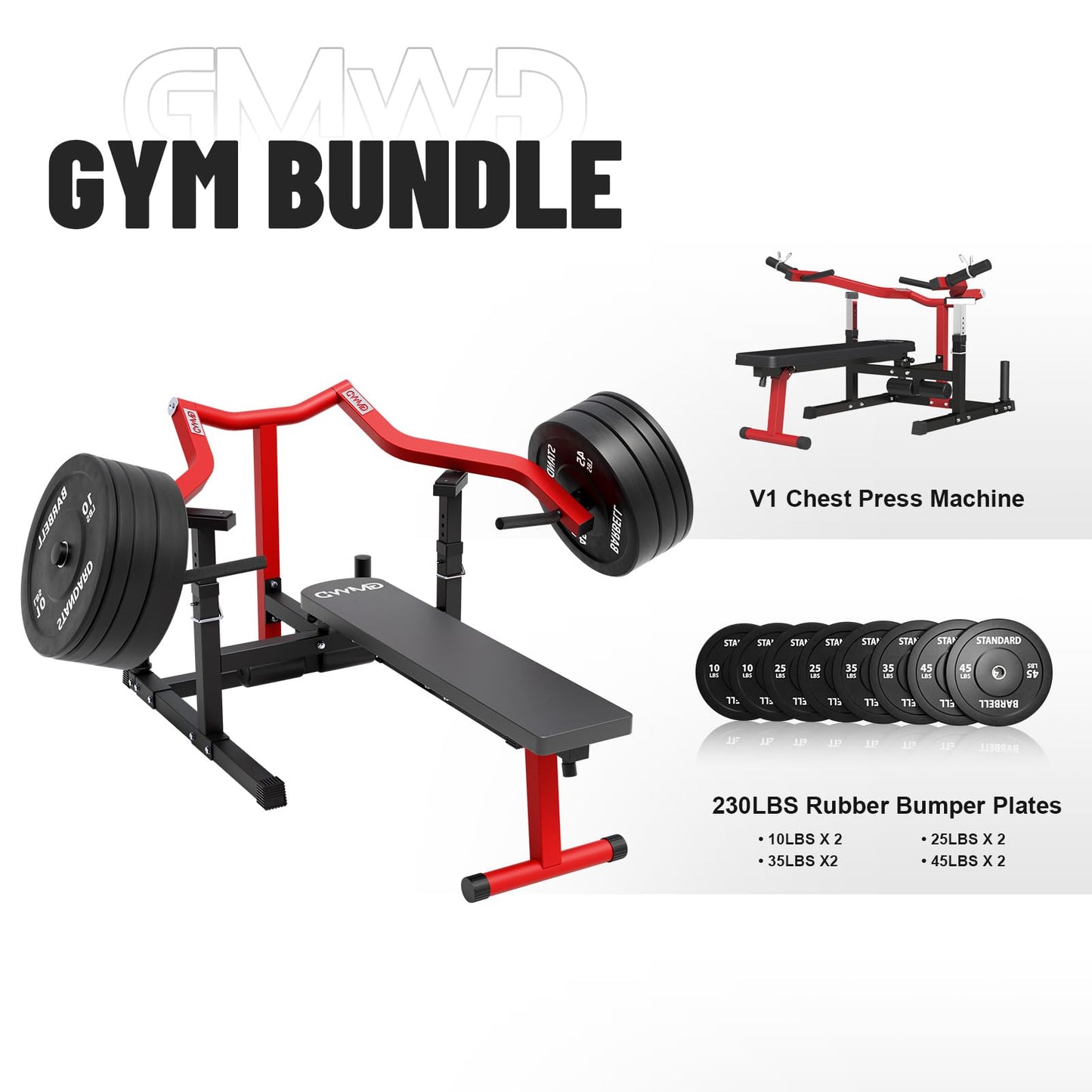GMWD Chest Press Machine, 1050LBS Bench Press Machine