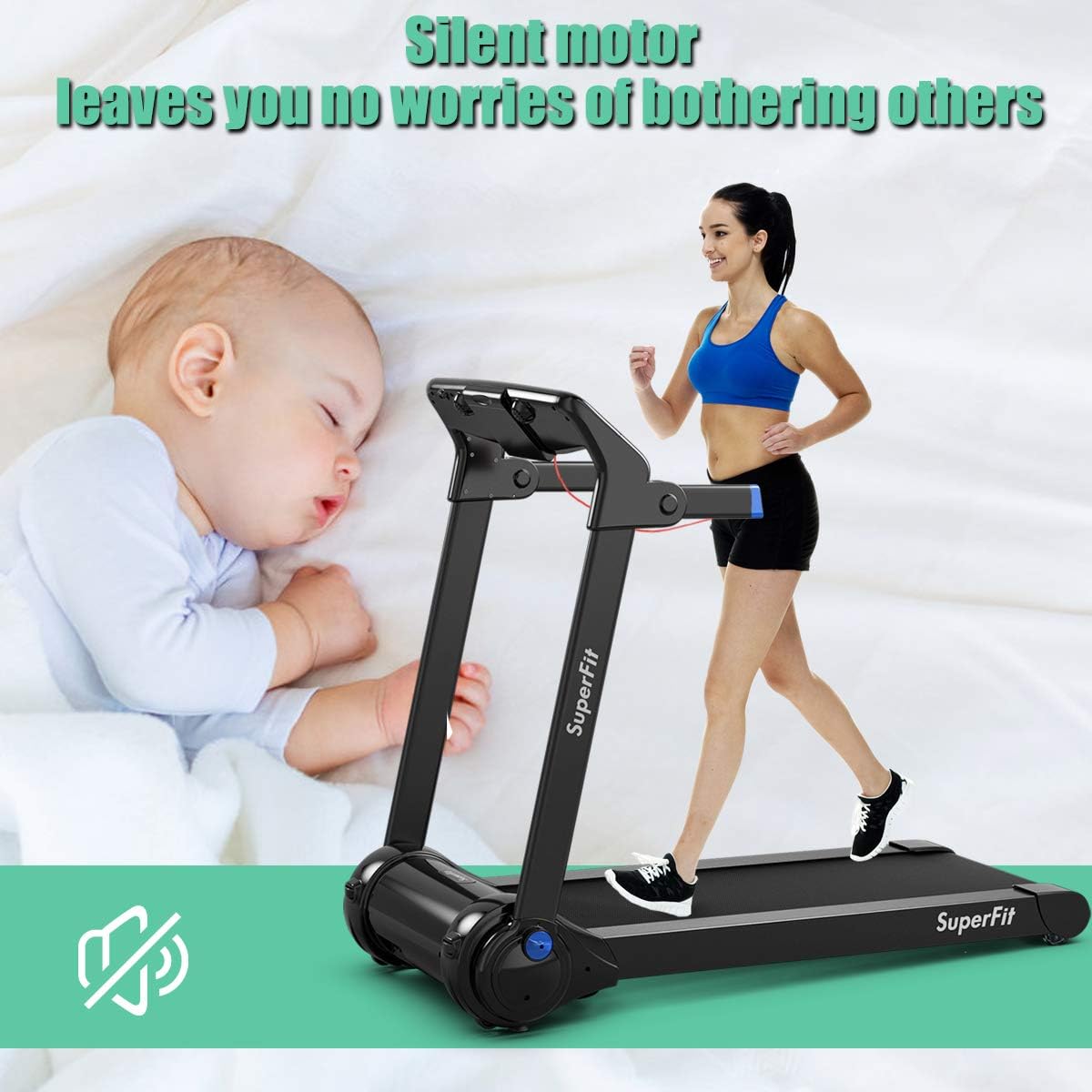 3.0HP Motorized Folding Treadmill, Portable Treadmills