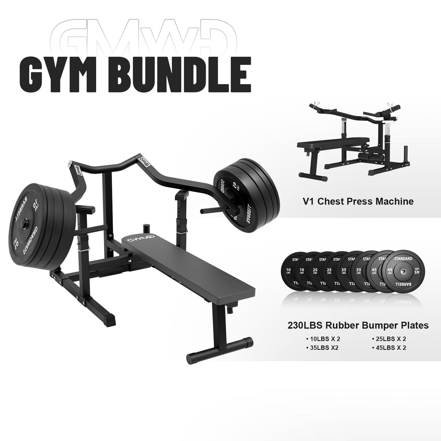 GMWD Chest Press Machine, 1050LBS Bench Press Machine
