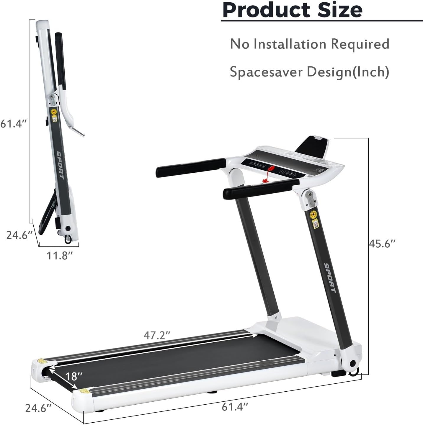 Portable Compact Treadmill with 3.5HP Motor