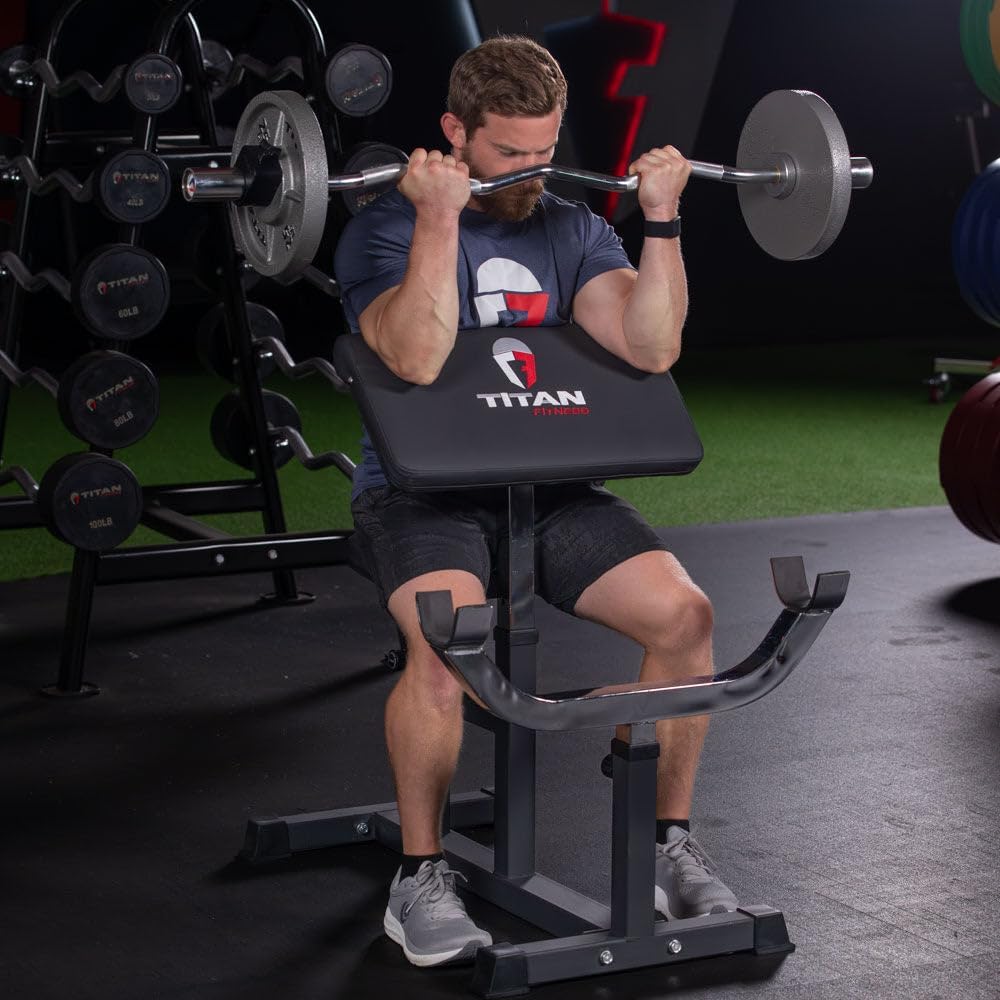 Titan Fitness Adjustable Preacher Curl Weight Station