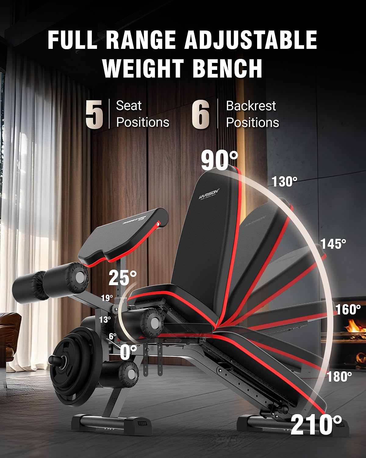 HARISON Adjustable Weight Bench with Leg Extension