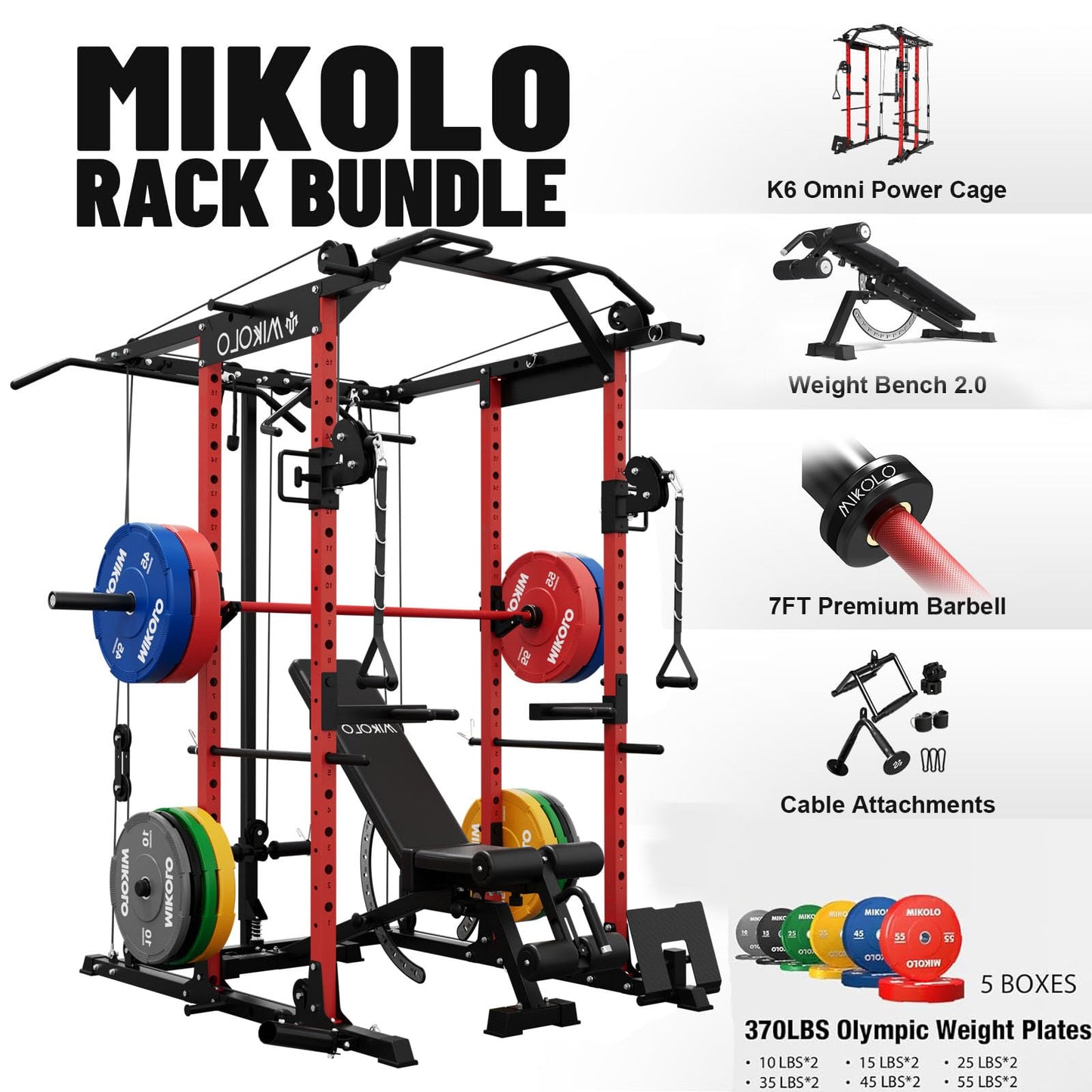 Mikolo Power Cage, Power Rack with Cable