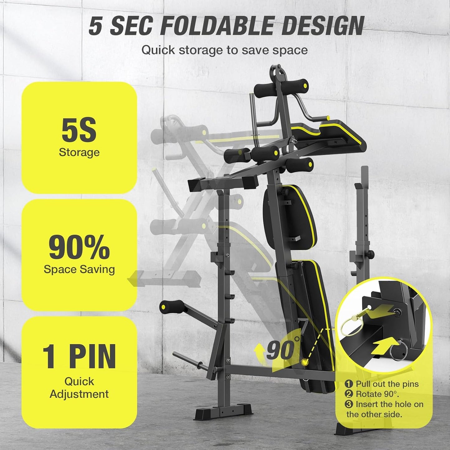 6 In 1 Weight Bench Set, 2093 LBS Foldable Bench