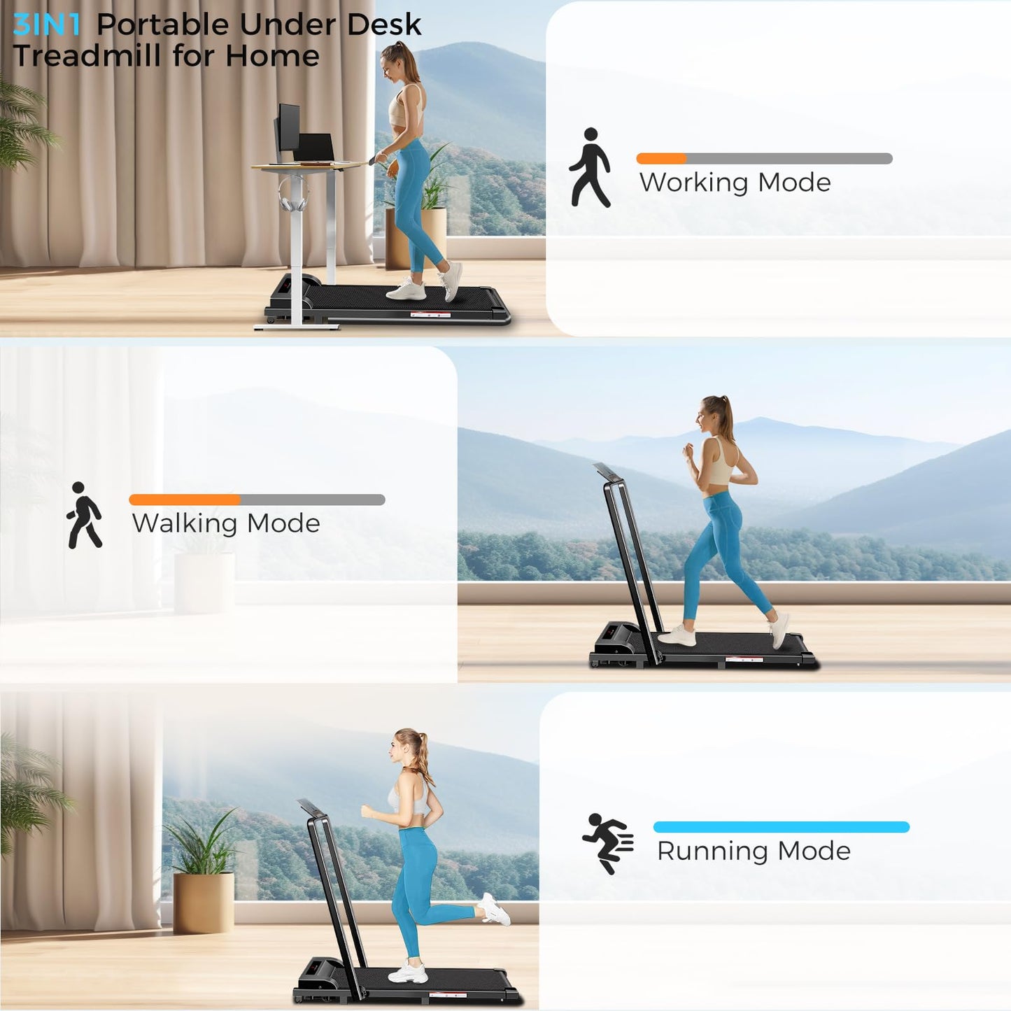 3-in-1 Under Desk Treadmill
