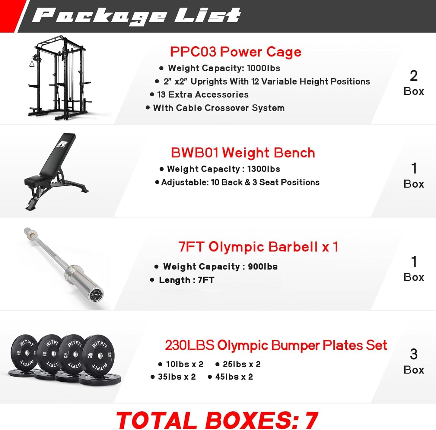 RitFit Multi-Function Squat Rack Power Cage PPC03