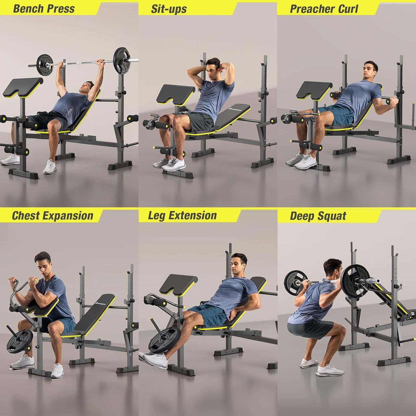 6 In 1 Weight Bench Set, 2093 LBS Foldable Bench