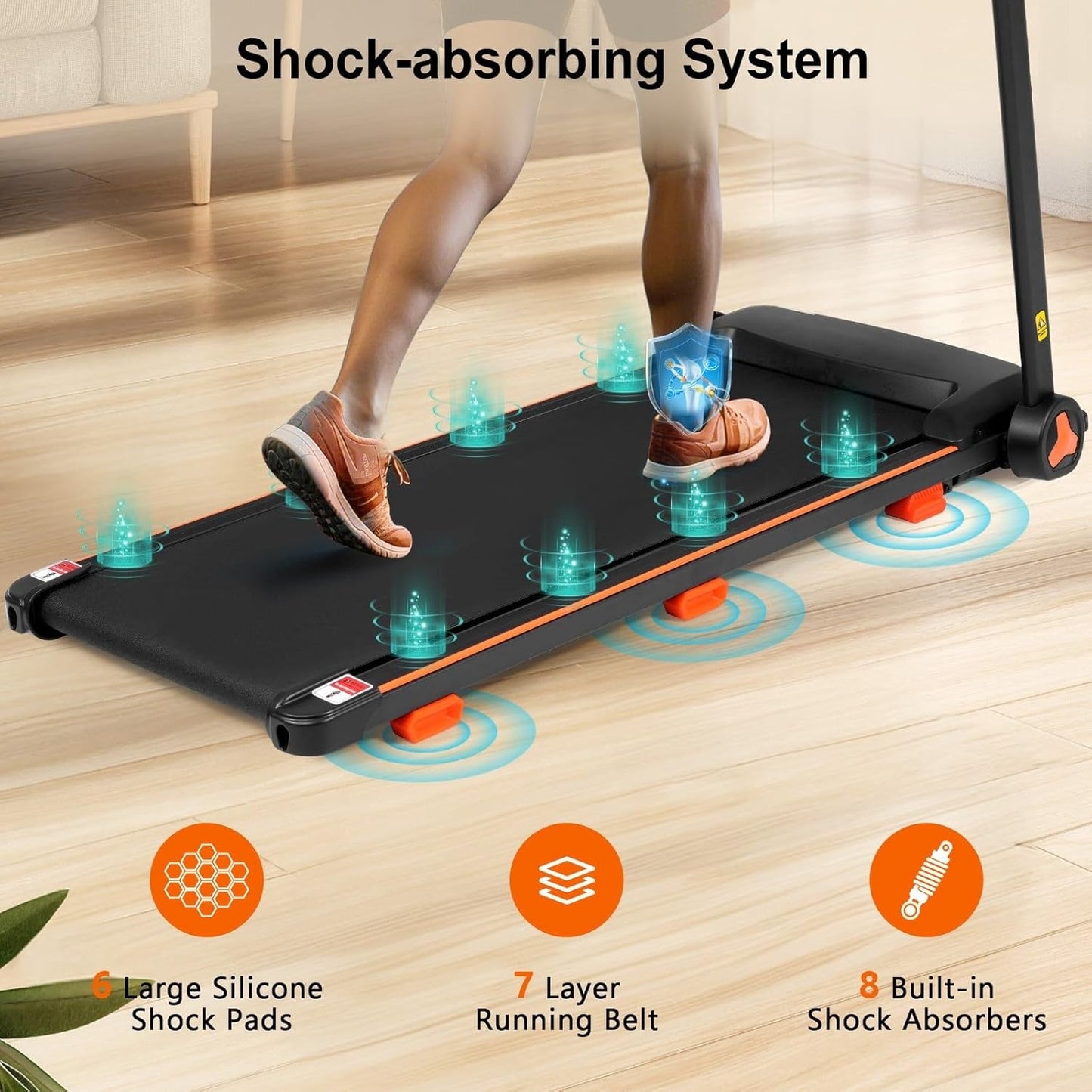 2.5HP Folding Treadmill for Home with Heart Rate Sensor