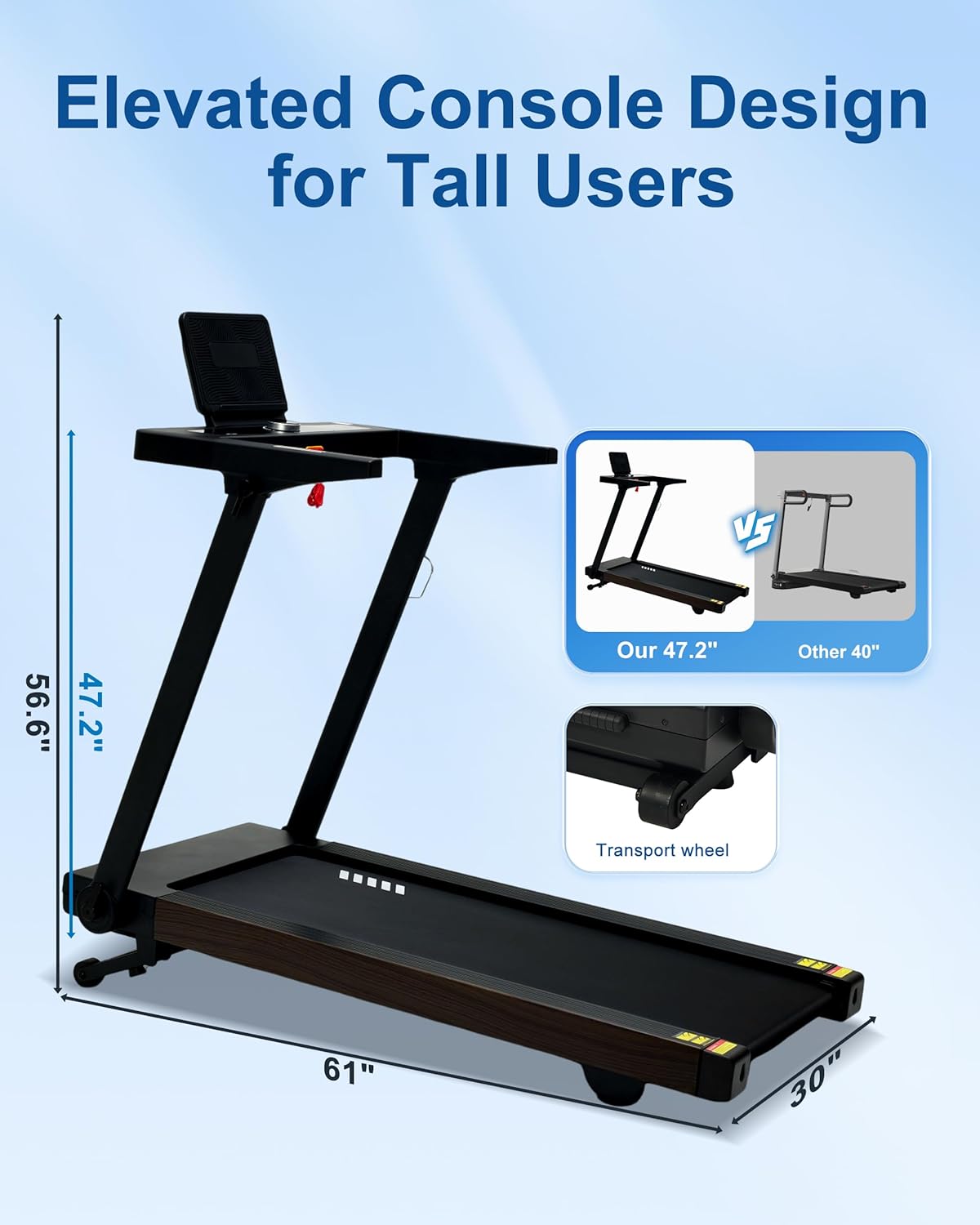 Foldable Treadmill – 4HP, 400LB Capacity