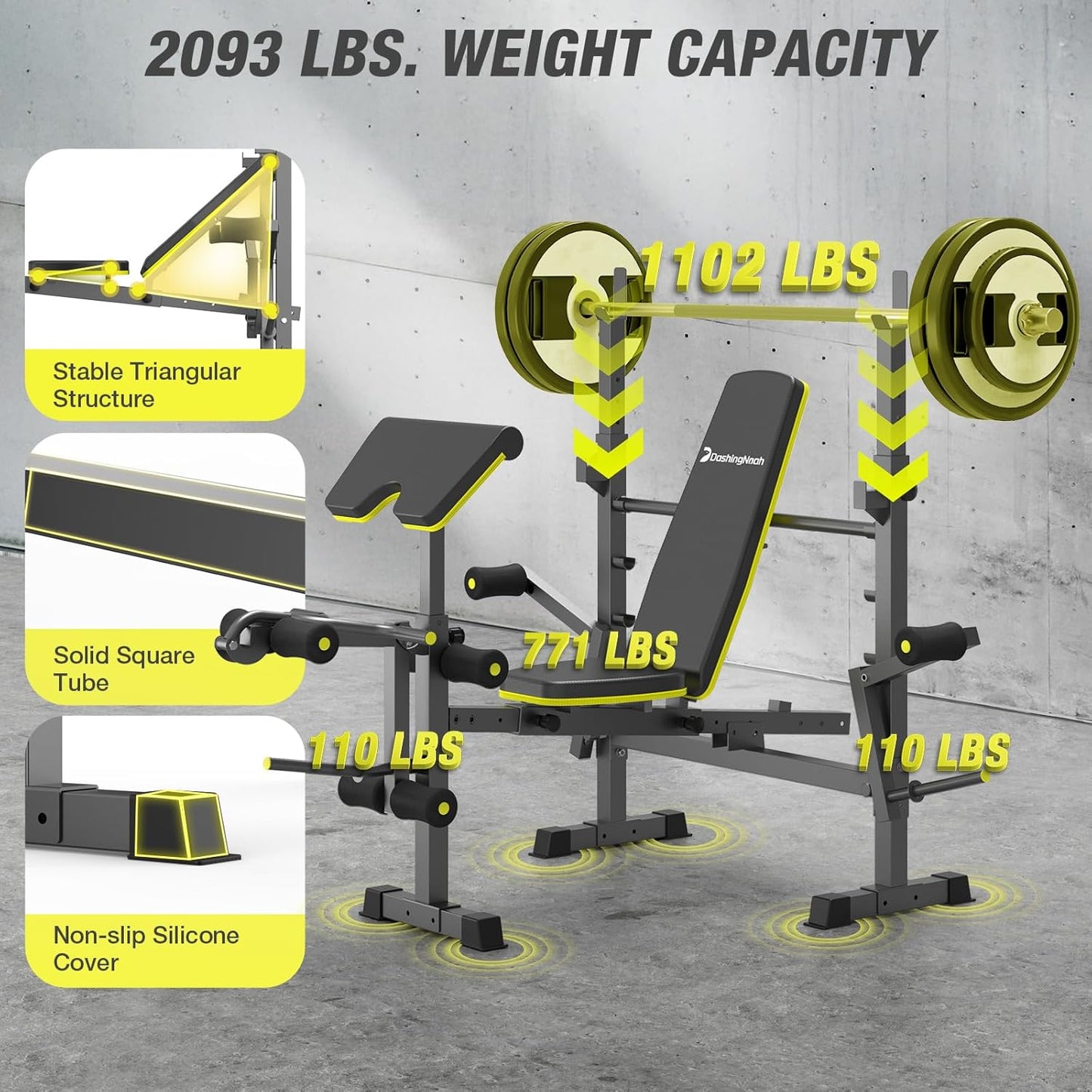 6 In 1 Weight Bench Set, 2093 LBS Foldable Bench