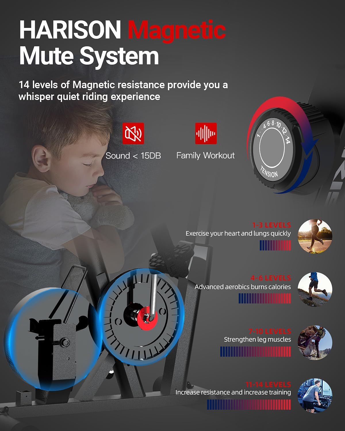 HARISON Magnetic Exercise Bike for Home 350lbs