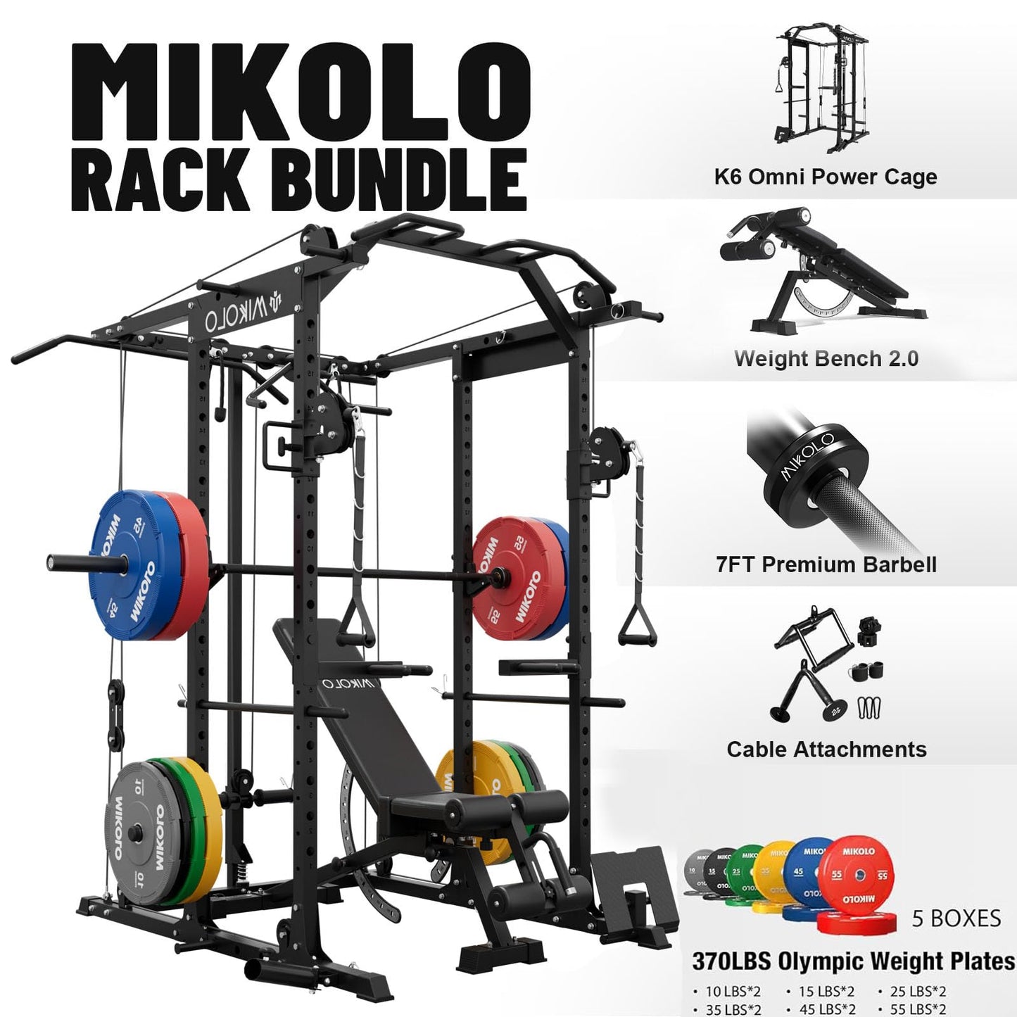 Mikolo Power Cage, Power Rack with Cable