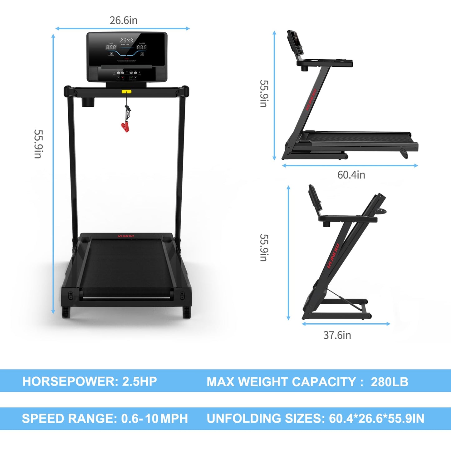 RUNOW Foldable Treadmill