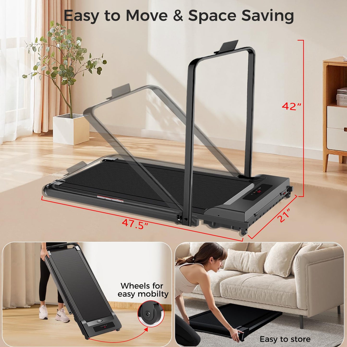 3-in-1 Under Desk Treadmill