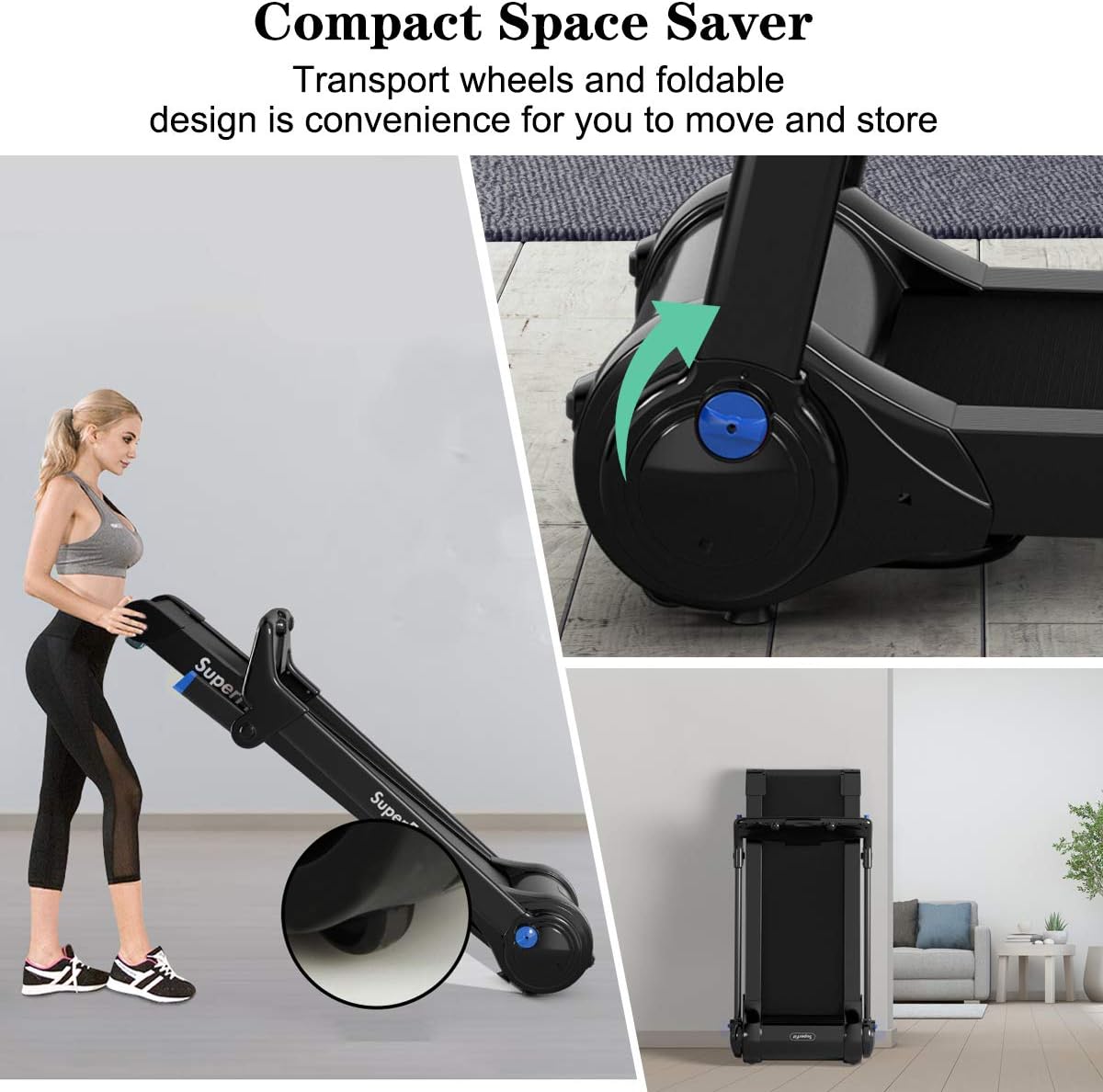3.0HP Motorized Folding Treadmill, Portable Treadmills