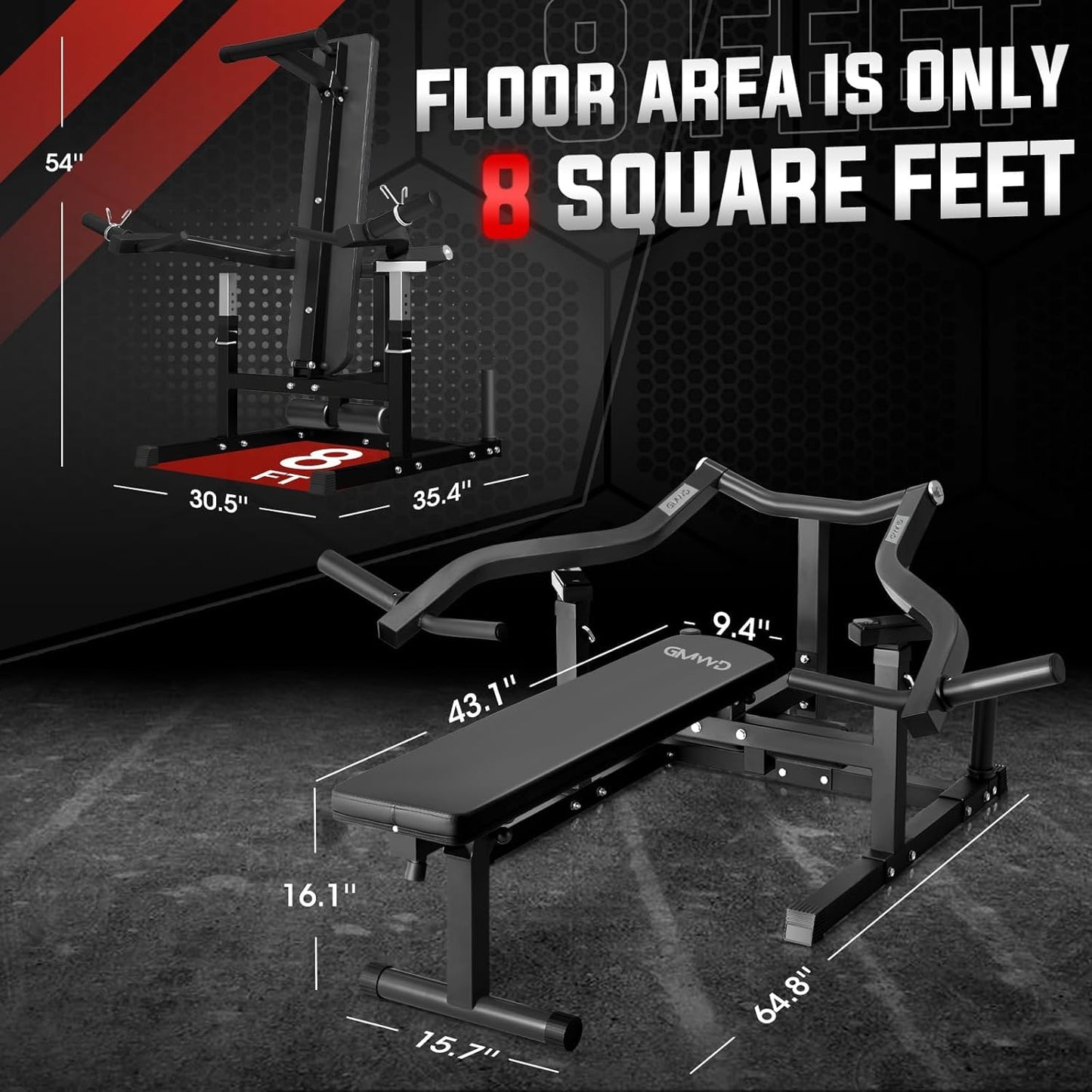 GMWD Chest Press Machine, 1050LBS Bench Press Machine