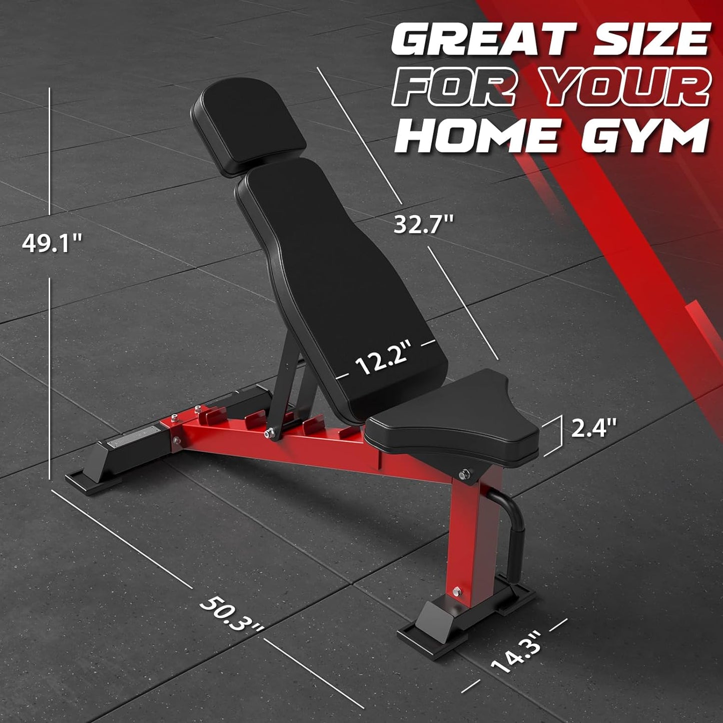 Mikolo Adjustable Weight Bench, Adjustable Strength Training Bench