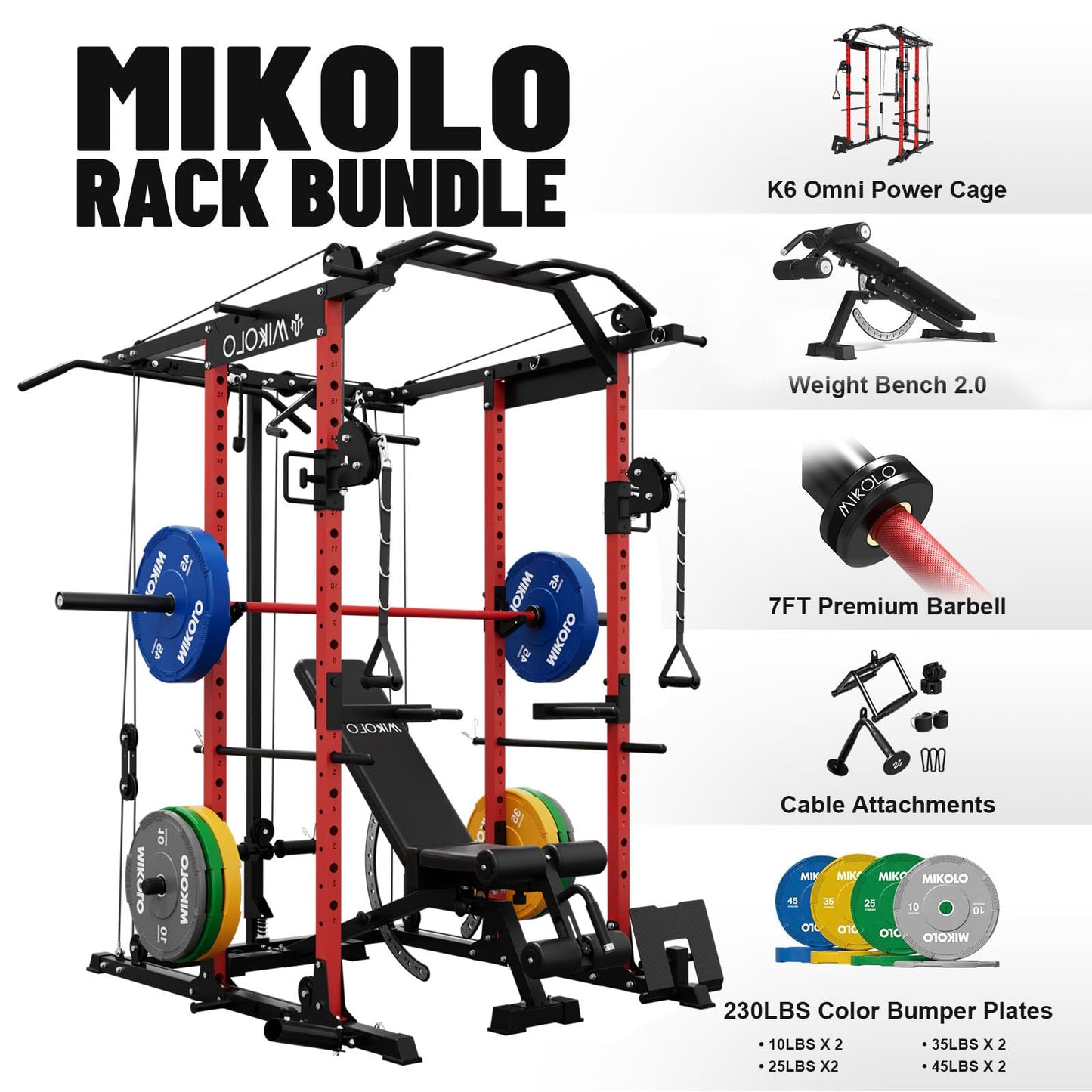 Mikolo Power Cage, Power Rack with Cable