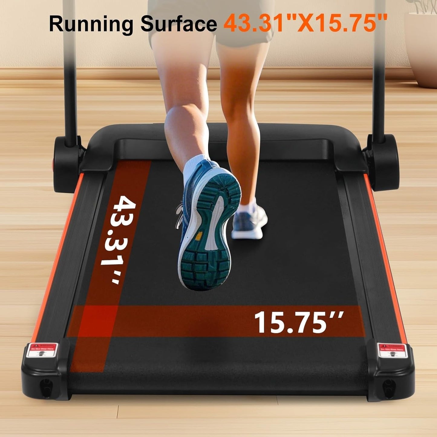 2.5HP Folding Treadmill for Home with Heart Rate Sensor