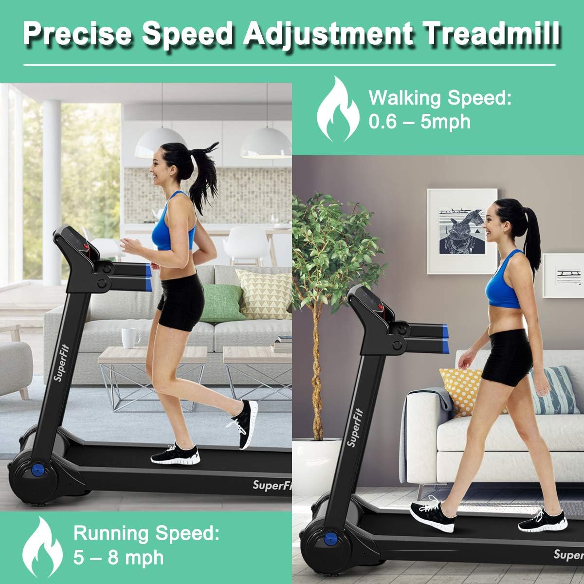 3.0HP Motorized Folding Treadmill, Portable Treadmills