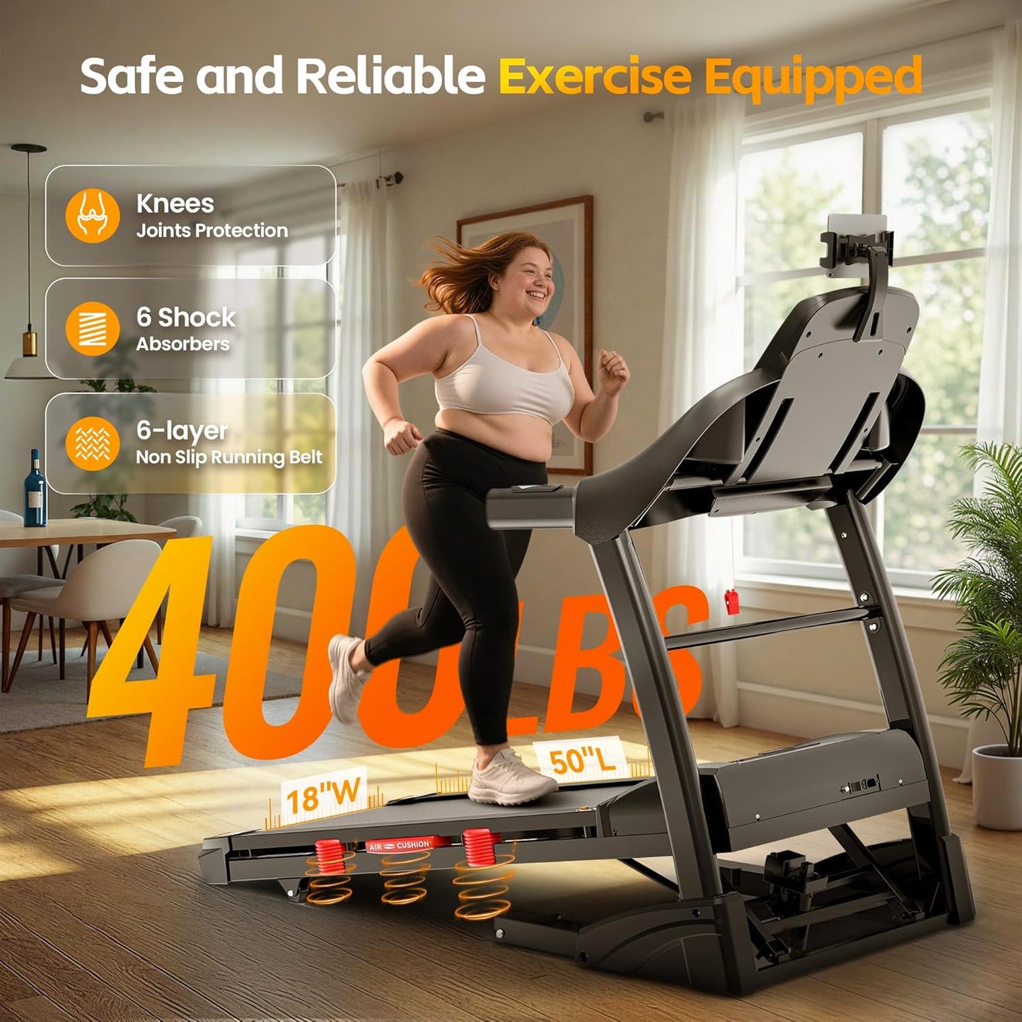 5.0 HP Folding Treadmills for Home with 15% Incline