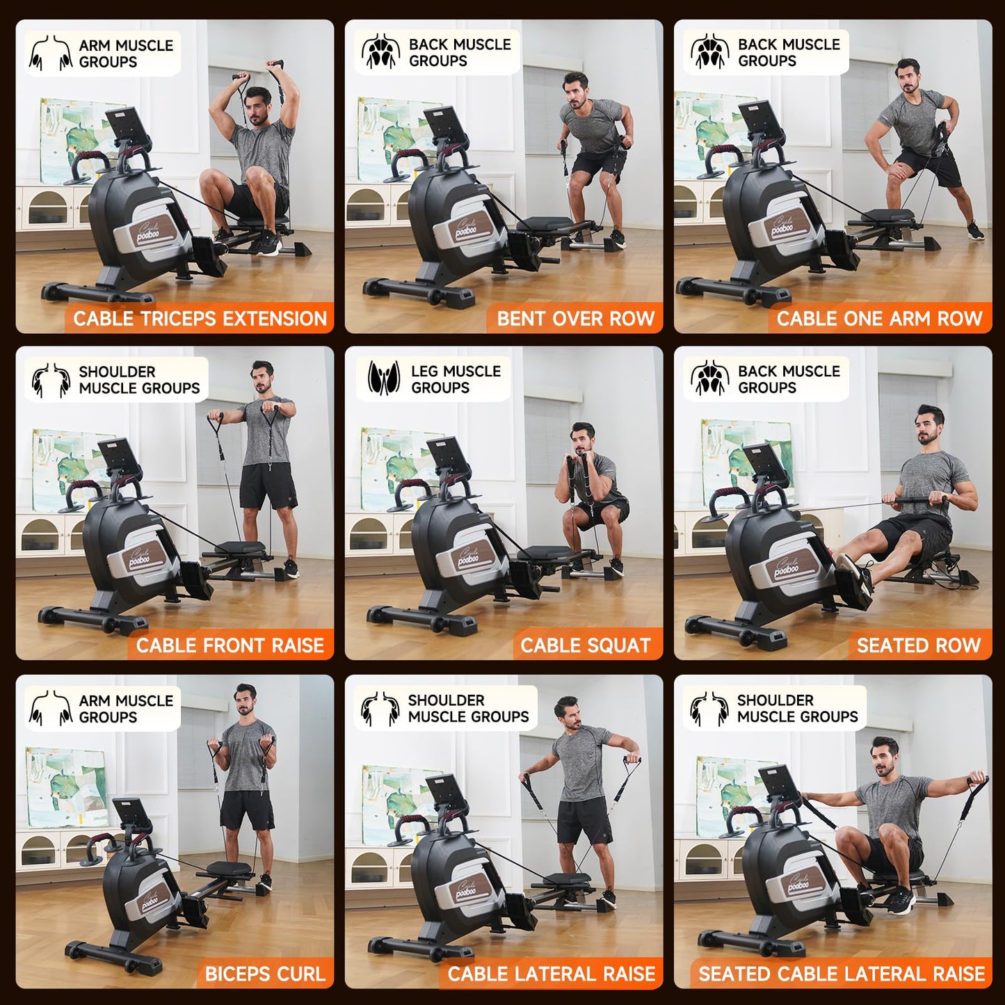 Pooboo Rowing Machine
