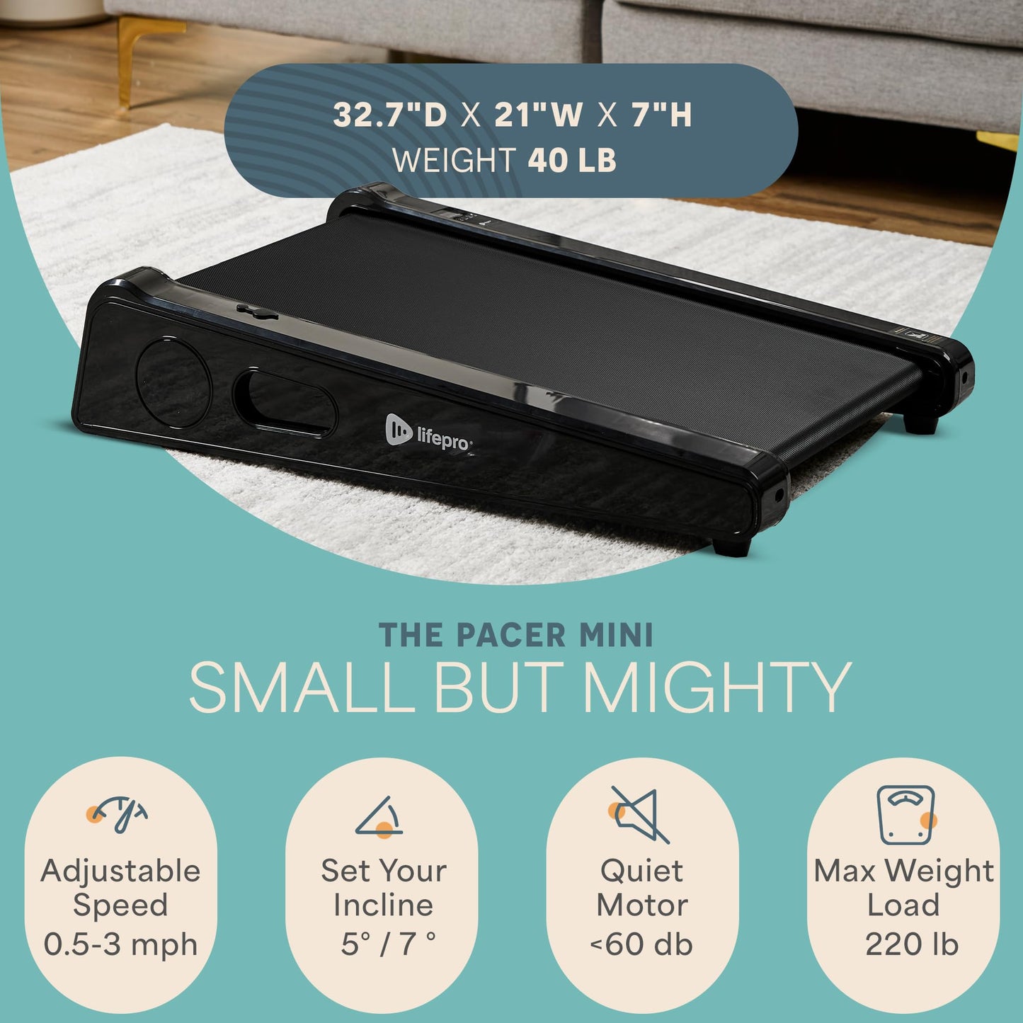 Lifepro Smallest Portable 30in Small Walking Pad Treadmill