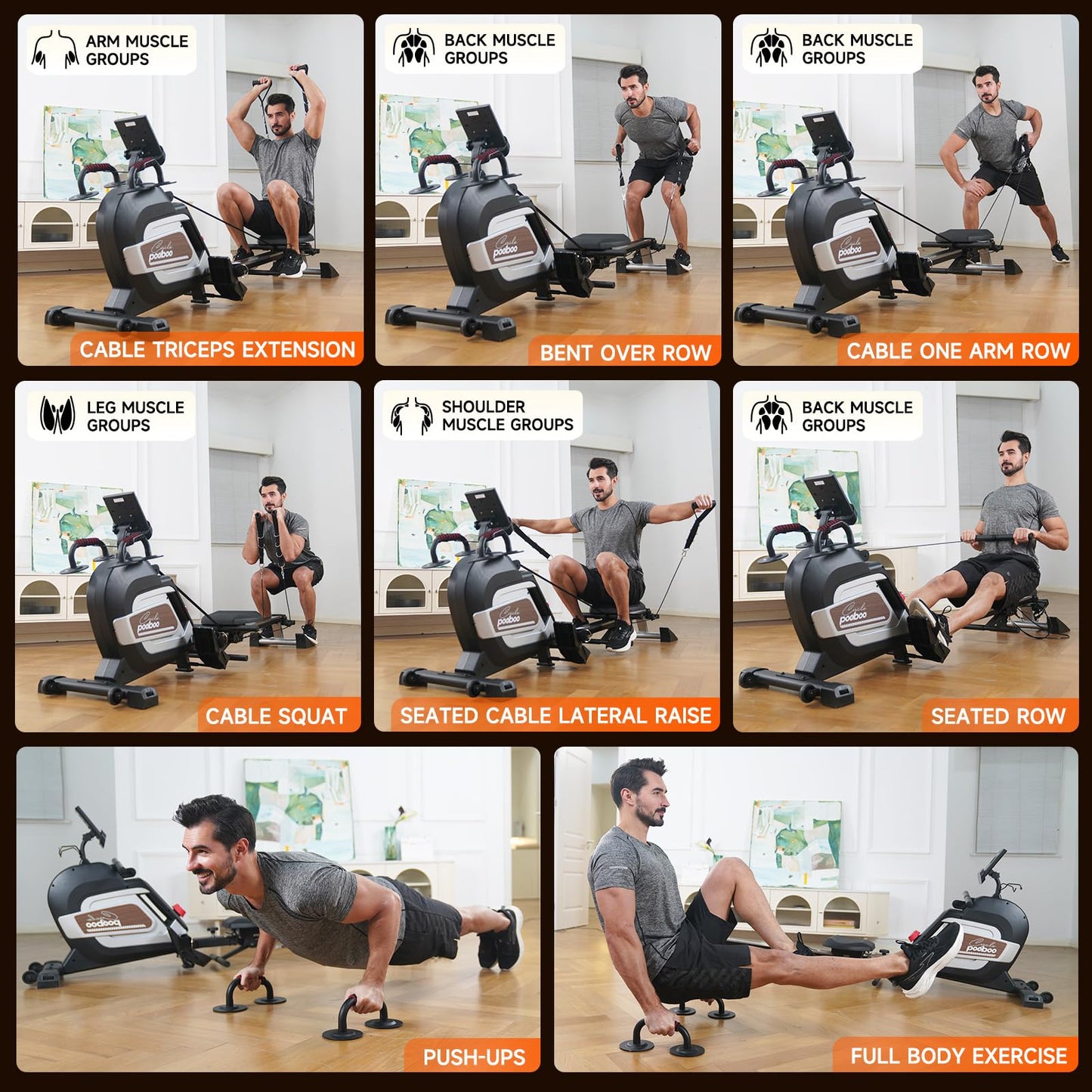 Pooboo Rowing Machine