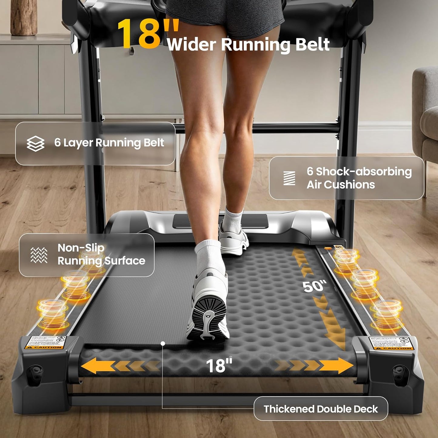 5.0 HP Folding Treadmills for Home with 15% Incline
