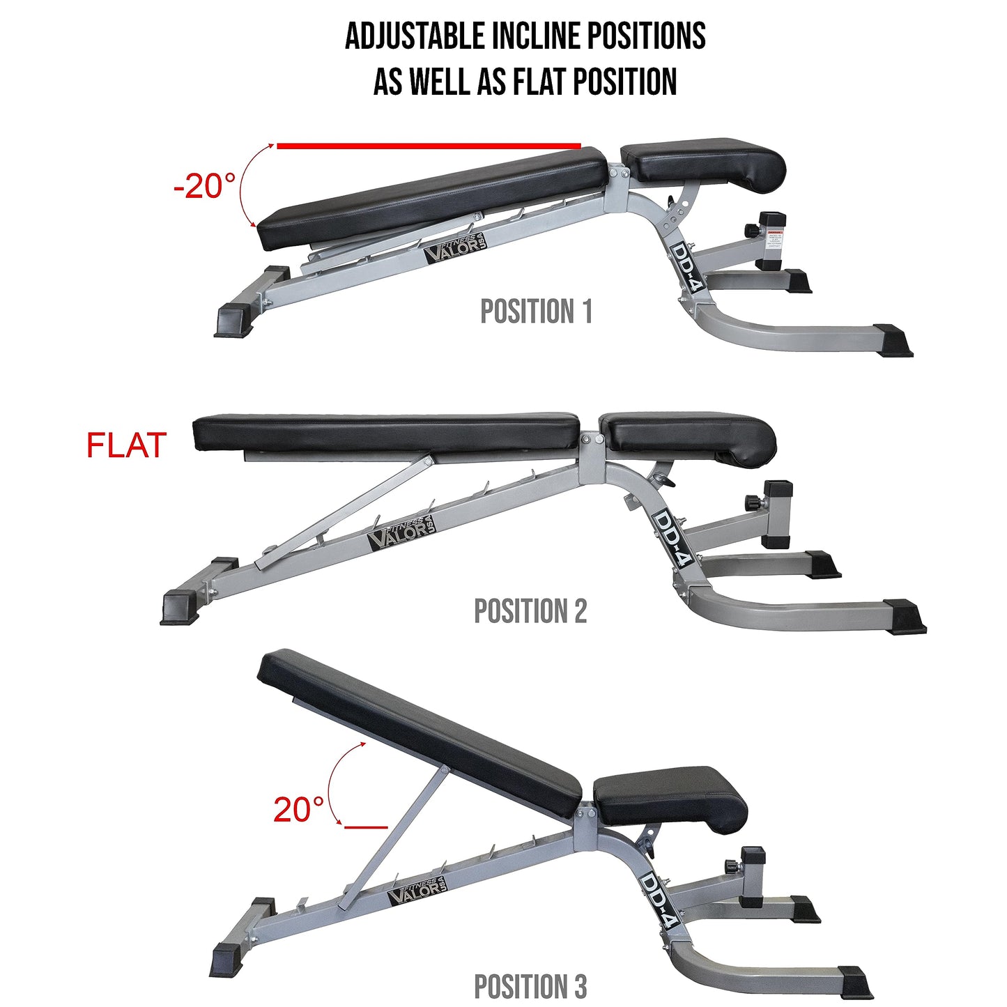 Valor Fitness Adjustable Weight Bench Flat