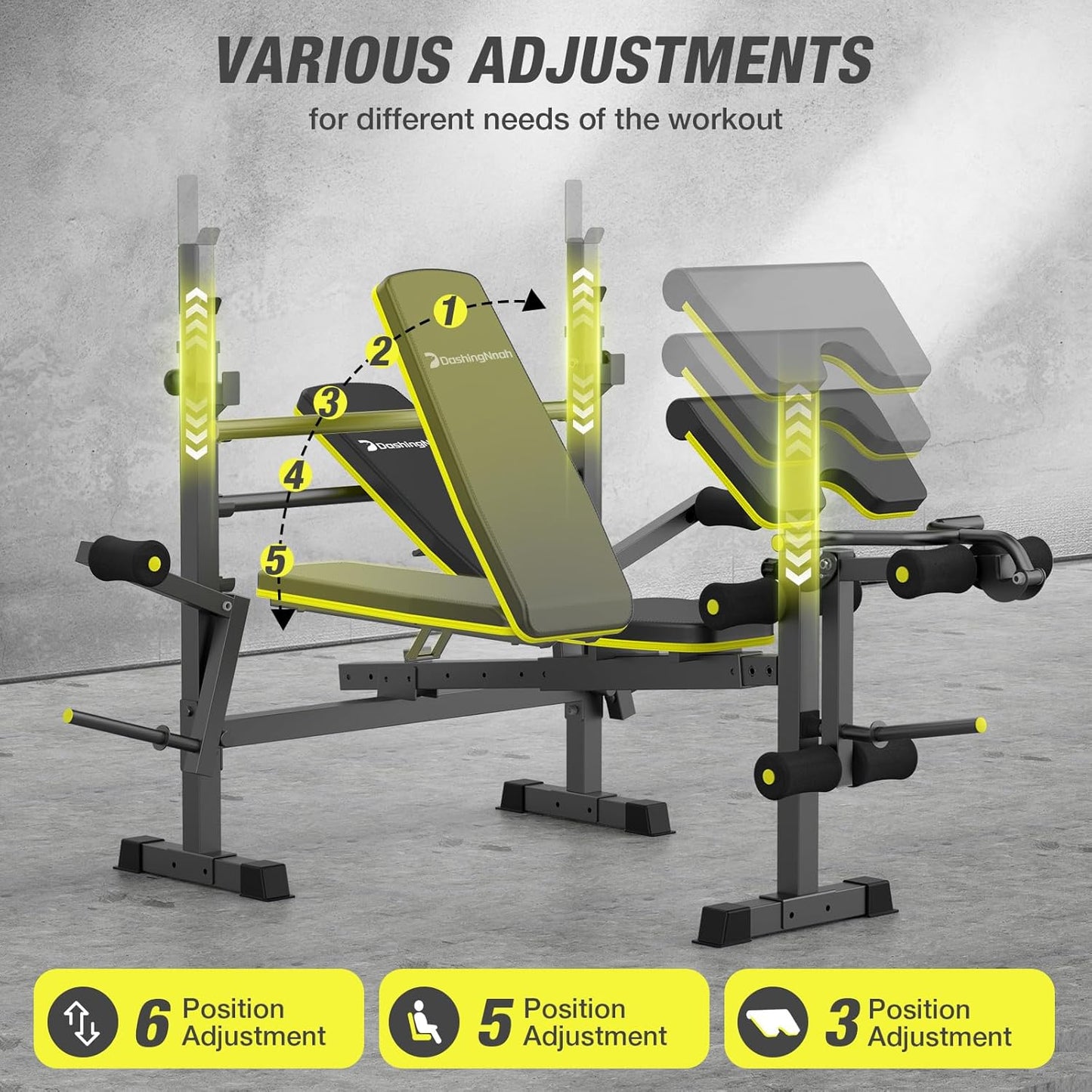 6 In 1 Weight Bench Set, 2093 LBS Foldable Bench